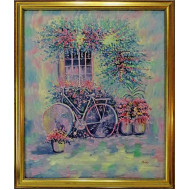 Πίνακας ζωγραφικής 50*60 εκ. ''ποδήλατο στον κήπο'' 44-90