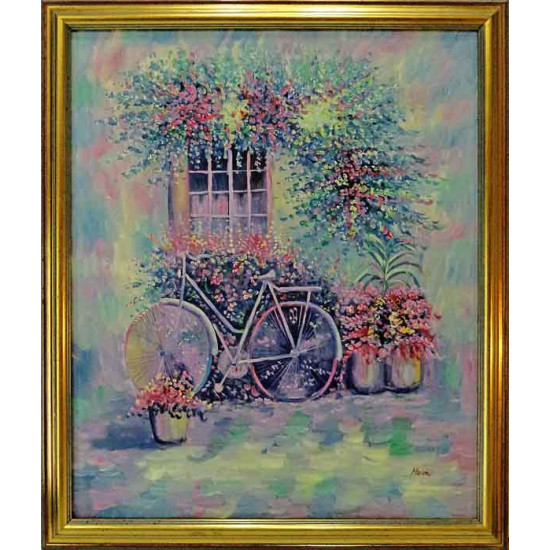Πίνακας ζωγραφικής 50*60 εκ. ''ποδήλατο στον κήπο'' 44-90