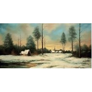 Πίνακας ζωγραφικής 50*100 εκ. χιονισμένο τοπίο 714 