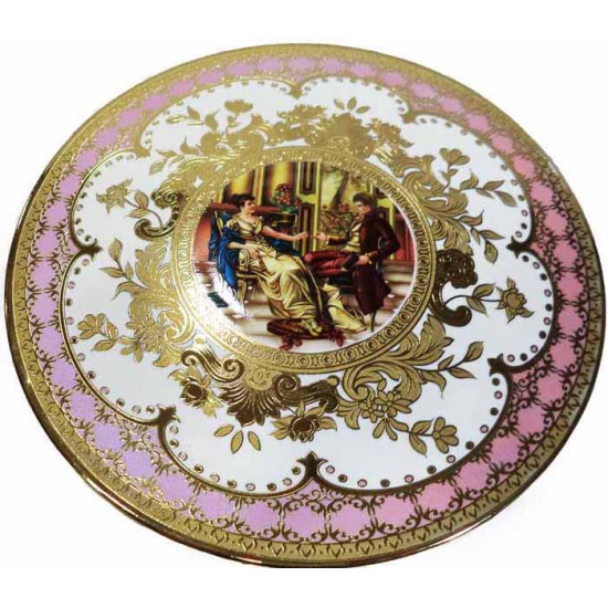 Πιατέλα με πόδι 30*10 εκ. χρυσή πορσελάνη 22-11