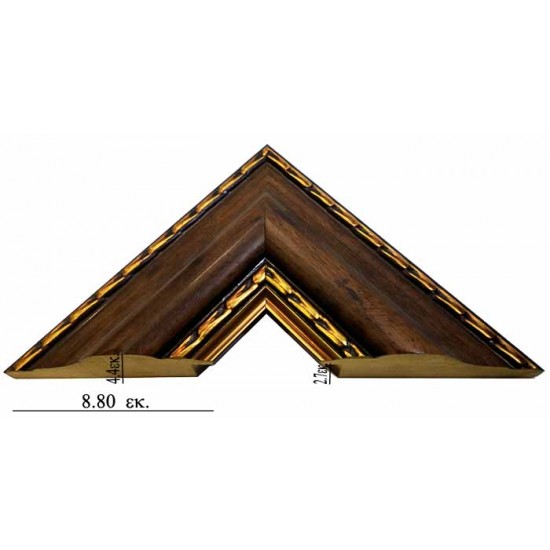 Κορνίζα ξύλινη 8,8 εκ. καφέ χρυσό σκάλισμα 1237