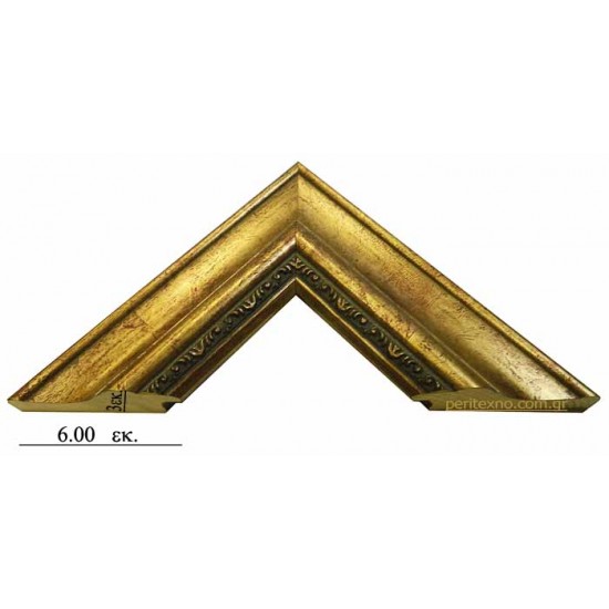 Κορνίζα ξύλινη 6 εκ. χρυσή αντικέ σκάλισμα 1575