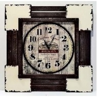 Ρολόι τοίχου 50*50*3 εκ. ξύλο μέταλλο αντικέ 527