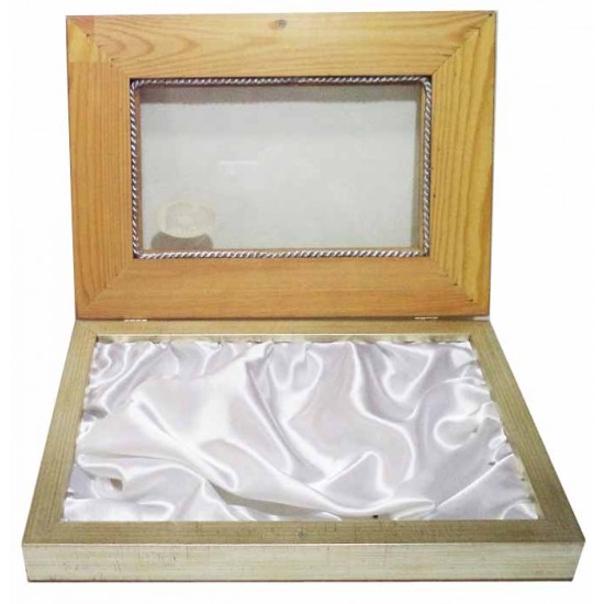 Στεφανοθήκη 25*35*6 εκ. ξύλινη ασημί 1353