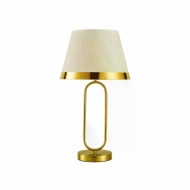 Επιτραπέζια λάμπα 56*30 εκ. μεταλλική χρυσή βάση μπεζ καπέλο 0224118