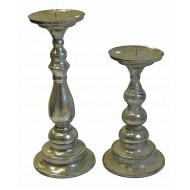 Κηροπήγια σετ 2 τμχ. 32*23,5 εκ. 25*23,5 εκ. μέταλλο ασημί αντικέ 10-84