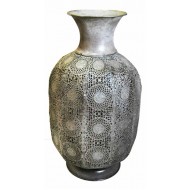 Βάζο 42*24 εκ. ασημί σκαλιστό αντικέ μέταλλο 12-16