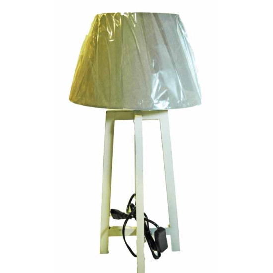 Επιτραπέζια λάμπα 56*19,5*19,5 εκ. ξύλινη βάση υφασμάτινο μπεζ καπέλο 02-02