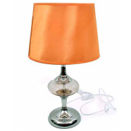 Επιτραπέζια λάμπα 44*25 εκ. μεταλλική inox υφασμάτινο καπέλο 097-13
