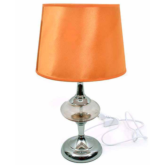 Επιτραπέζια λάμπα 44*25 εκ. μεταλλική inox υφασμάτινο καπέλο 097-13