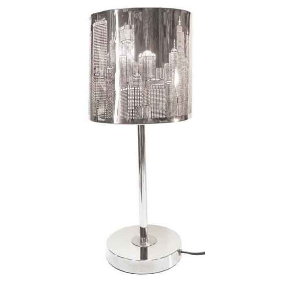 Επιτραπέζια λάμπα 50*20 εκ. μεταλλική inox βάση μεταλλικό inox καπέλο ''NEW YORK'' 45-39