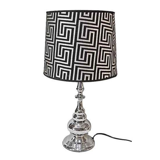 Επιτραπέζια λάμπα 49*25 εκ. μέταλλο inox μαύρο ασημί καπέλο 44-93