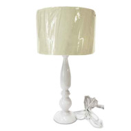 Επιτραπέζια λάμπα 47*22,5 εκ. μέταλλο λευκή υφασμάτινο καπέλο 45-06