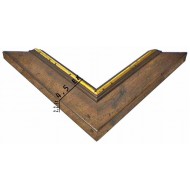 Κορνίζα ξύλινη 4,5 εκ. καφέ αντικέ χρυσή ρίγα 1131