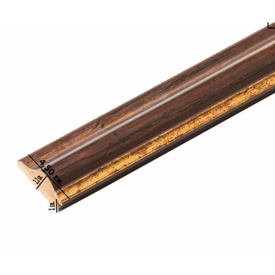 Κορνίζα ξύλινη 4,5 εκ. καφέ αντικέ με χρυσή ρίγα 104/42