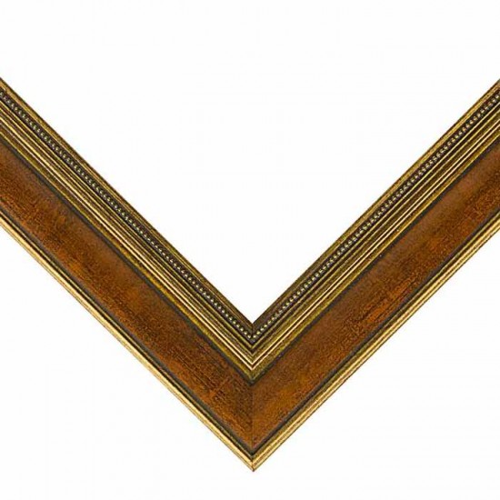 Κορνίζα ξύλινη 5,5 εκ. αντικέ χρυσή καρυδί λεπτό σκάλισμα 305-202-000