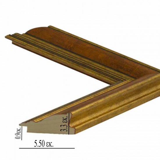 Κορνίζα ξύλινη 5,5 εκ. αντικέ χρυσή καρυδί λεπτό σκάλισμα 305-202-000