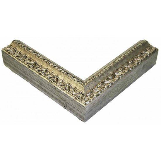 Κορνίζα ξύλινη 3,8 εκ. με βάθος 2,9 εκ. σκαλιστή ασημί 383-725-004