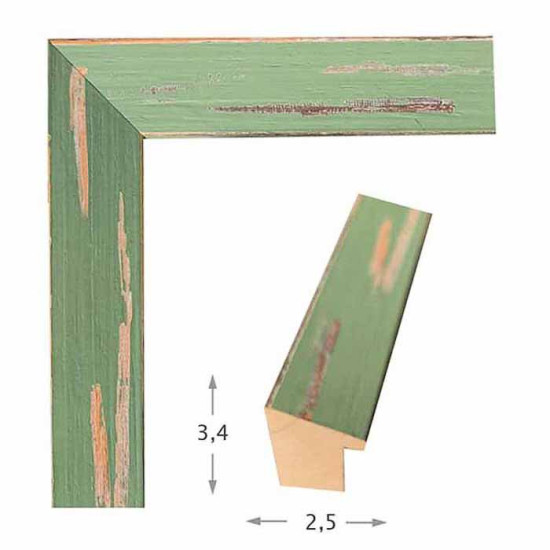 Κορνίζα ξύλινη 2,5 εκ. κουτί λοξό πράσινο μπεζ νερά 4155-1363