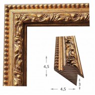 Κορνίζα ξύλινη 4,5 εκ. με βάθος 3 εκ. σκαλιστή χρυσή 059-01