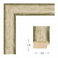 Κορνίζα ξύλινη 3,8 εκ. λευκό γκρι ντεκαπέ παλαιωμένη 463-03 