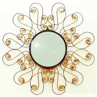 Καθρέπτης 89*3 εκ. μεταλλική μπρονζέ κορνίζα μελί κρυσταλλάκια 36-23