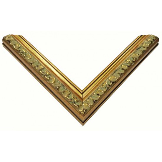 Κορνίζα ξύλινη 3,4 εκ. σκαλιστή χρυσό αντικέ 989