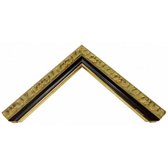 Κορνίζα ξύλινη 3,4 εκ. σκαλιστή αντικέ χρυσό μαύρο 969